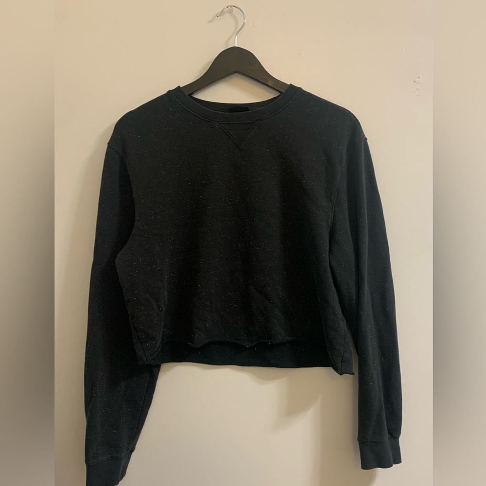 H&M Crewneck Sweatshirt Regular Fit Pullover Black Speckled White